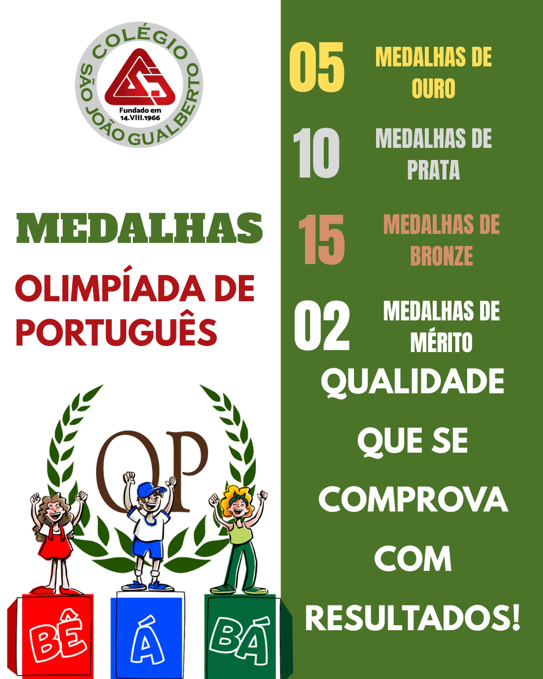 Colgio So Joo Gualberto conquista 32 medalhas na Olimpada de Portugus B--B! Colgio So Joo Gualberto